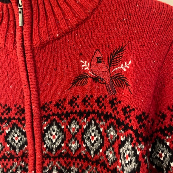Northern Reflections Cardinal Red Patterned Women's Sweater M Petite - Picture 4 of 12